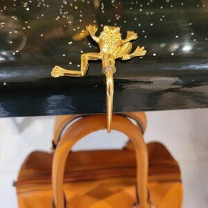 𝅺CUSTOM Made Gold Plated Frog Handbag Holder or Table Bag Hook